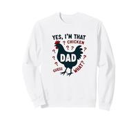 Yes I'm That Chicken Dad Guess What Butt Humour for Fathers Sweatshirt, Unisexe pour Adultes, Blanc, S