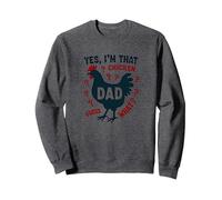 Yes I'm That Chicken Dad Guess What Butt Humour for Fathers Sweatshirt, Unisexe pour Adultes, Chiné Foncé, S