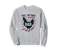 Yes I'm That Chicken Dad Guess What Butt Humour for Fathers Sweatshirt, Unisexe pour Adultes, Gris Chiné, S