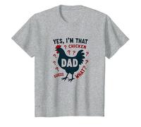 Yes I'm That Chicken Dad Guess What Butt Humour for Fathers T-Shirt, Enfant, Gris Chiné, 4 Ans