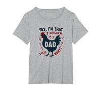 Yes I'm That Chicken Dad Guess What Butt Humour for Fathers T-Shirt, Femme Grandes Tailles, Gris Chiné, 5X