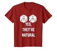 Yes They are Natural D20 Dés 20 Faces, Jeu de rôle T-Shirt, Enfant, Canneberge, 3 Ans