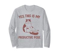 Yes This is My Productive Pose Cat Lover Manche Longue