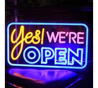 Yes We Are Open Panneau néon LED ouvert à intensité variable pour décoration murale de bar, panneau lumineux ouvert pour magasin, hôtel, restaurant, bar