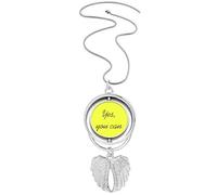 Yes You Can Collier avec pendentif en forme d'ailes d'ange avec citation inspirante