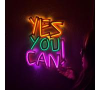 Yes You Can Panneau néon - Décoration murale néon avec citations, panneau néon LED, panneau néon de gym, décoration de chambre, panneau néon pour salle de jeux (sans télécommande)