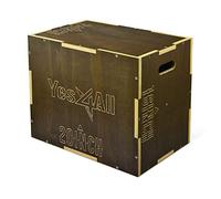 Yes4All Boîte pliométrique 3 en 1 en bois pour salle de sport à domicile et entraînement en plein air Marron mousse 24 x 20 x 16 cm