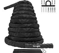 Yes4All Corde d'entraînement d'exercice de Combat avec Housse de Protection - Ancre en Acier et Sangle incluses - Poly Dacron de 1,5/2 Pouces de diamètre 30, 40, 50 Pieds de Longueur (2in - 30ft)