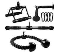 Yes4All Rope, Straight and Vshapped Bar (Black) Combo Double D, Corde à Triceps, Droite et Barre en V (Noir) Unisexe, Taille Unique