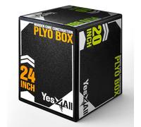 Yes4All CAY1 Soft Plyo Box with Wooden Core, 61 cm x 50,8 cm x 40,6 cm en mousse souple, crossfit, MMA, entraînement plyométrique, boîte de saut 3 en 1 avec noyau en bois, version Sport Black