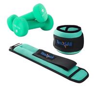 Yes4All Ensemble de poids d'entraînement : poids de cheville (paire de 1,1 kg) avec sangle réglable et haltères revêtus de néoprène (paire de 2,3 kg) - Pour homme et femme pour la course, l'aérobic,