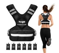 Yes4All Gilet lesté réglable de 9 à 14,5 kg avec bande réfléchissante, gilet de poids pour la course à pied, le cardio et la musculation, gilet de poids corporel pour homme et femme