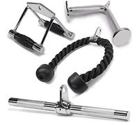 Yes4All 4M82 TricepRope+StraightBar + Vshapped Bar Mixte, I. Corde Triceps + Double D + Barre Droite + Barre en V, Standard