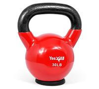 Yes4All K23E Kettlebell en fonte recouvert de vinyle avec base de protection en caoutchouc, rouge, 13.6 kg