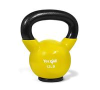 Yes4All NVF1 Kettlebell en fonte recouvert de vinyle avec base de protection en caoutchouc, jaune, 5,4 kg