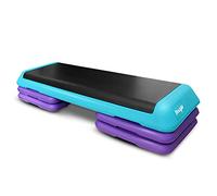 Yes4All NXP1 Plateforme d'aérobic réglable avec 4 rehausseurs - Plateforme d'exercice/Stepper d'aérobic (bleu sarcelle/violet)