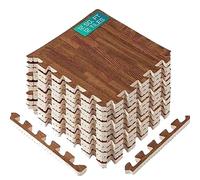 Yes4All Tapis Emboîtables en EVA, Dalles de Sol en Mousse, Revêtement de Sol en Mousse avec Bordure pour Meubles, Espace de Vie, Salon, Garage - Dark Oak Wood, 1.02 m2