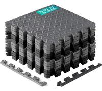 Yes4All U724 Tapis de sol emboîtables avec bordure - Tapis de sol en mousse/tapis de sol de salle de sport avec carreaux emboîtables en EVA (4,6 m² - Noir et gris - 16 carreaux)
