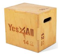 Yes4All W6P6 3 in 1 Wooden Plyo Box 40,6 x 35,5 x 30,5 cm, entraînement pliométrique, couleur bois clair, Boîte de saut