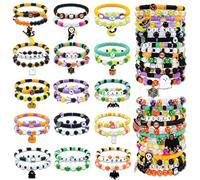 yesaior Lot de 30 bracelets festifs colorés réglables en argile avec perles festives en vrac pour femme - Bracelet Heishi pour femme - Cadeau de fête, One Size, Argile, Pas de gemme