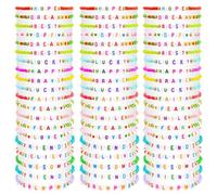 yesaior Lot de 60 bracelets d'amitié colorés empilables et élastiques avec perles - Cadeau idéal pour femme, Medium, Acrylique, Pas de gemme