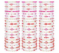 yesaior Lot de 60 bracelets festifs colorés et réglables en vrac pour femme, surfeur en argile, bijoux Heishi pour femme, cadeau de fête (Saint-Valentin)