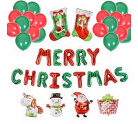 Yesaler Décoration de Noël Merry Christmas - Banderole de Ballons en Aluminium Gonflable pour Fête
