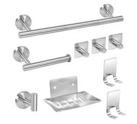Yesaler Ensemble d'accessoires de Salle de Bains en Acier Inoxydable Barre de Serviette de Bain de 40 cm Papier Hygiénique Crochet pour Peignoir 9 Pièces (Argent)