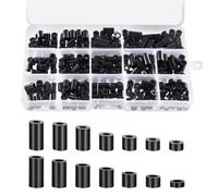 Yesaler Rondelles d'Espacement 320 Pièces Rondes Entretoises ABS Kit de Entretoises Noir Rondelles d'Isolation pour Vis M3, M4