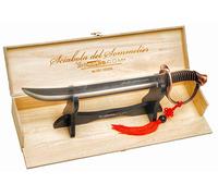 YesEatIs - Sabre à Champagne pour Sommelier avec Vitrine en Bois pour Exposure - Poignée Couleur Bronze - 2 Lacets Inclus