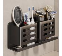 YESENT Porte-Brosse à Dents Autocollant en Aluminium Gris adapté au Rangement dans la Salle de Bain des brosses à Dents, du Dentifrice, des rasoirs, des Peignes, etc.