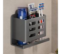 YESENT Porte-Brosse à Dents Mural Gris, Support de Rangement pour Rasoir de Douche en Aluminium, Aucun perçage requis, Support de Rangement Amovible pour Dentifrice