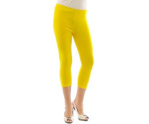 YESET Femme Legging Longueur 3/4 Capri Court Leggings Cotton Jaune S