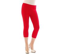 YESET Femme Legging Longueur 3/4 Capri Court Leggings Cotton Rouge S
