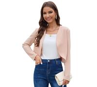 YesFashion Boléro pour femme - Cardigan festif - Manches longues - Veste courte - Blazer d'affaires - Cardigan sportif, beige, M