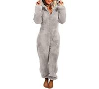 Yesgirl Combinaison Pyjama Licorne Koala Chien Chat Pingouin Dinosaure Deguisement Halloween Adulte Onesie Polaire Gris XL