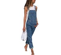 Yesgirl Femme Salopette en Jeans Combinaison Pantalon Décontracté Vintage Playsuit Été Casual Jumpsuit en Denim Déchiré Bretelles Ajustables Salopette Ample Streetwear D Bleu Foncé 3XL