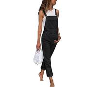 Yesgirl Femme Salopette en Jeans Combinaison Pantalon Décontracté Vintage Playsuit Été Casual Jumpsuit en Denim Déchiré Bretelles Ajustables Salopette Ample Streetwear D Noir M