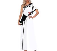 Yesgirl Femmes Combinaison Chic Élégant Jumpsuit Longue Pantalon Casual Épaules Nues Combishort Imprimé Playsuit Romper pour Soirée Cocktail A Blanc1 M