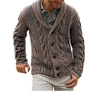 Yesgirl Pull Homme Gilets Cardigan Col en V avec Cachemire Laine, Tricot Torsadé à Manches Longues Marron M