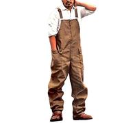 Yesgirl Salopette de Travail pour Homme Vintage Salopette à Bretelles Work Wear Streetwear Couleur Unie Jumpsuit A Marron XXL