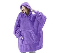 Yesgirl Sweat à Capuche Polaire Sherpa Pull Blanket Hoodie Couverture a Capuche Chaude Confortable Surdimensionnée Grande Sweat avec Grande Poche pour Adultes Femmes Hommes A Violet One Size