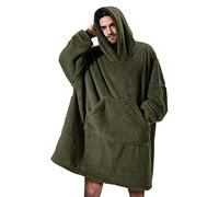 Yesgirl Sweat à Capuche Polaire Sherpa Pull Blanket Hoodie Couverture a Capuche Chaude Confortable Surdimensionnée Grande Sweat avec Grande Poche pour Adultes Femmes Hommes A Vert One Size