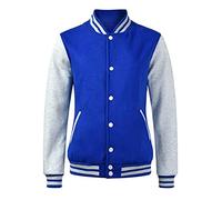 Yesgirl Veste Universitaire pour Hommes Top Baseball Unisexe Mode Rayures Sport Jacket De Survêtement Col Montant Couleur Unie Hoodies Mode Streetwear A Bleu XXL