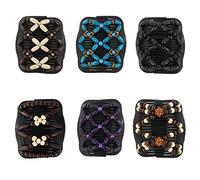Yeshan Lot de 6 peignes à cheveux magiques pour femme - En perles de bois extensibles - Double face - Pour chignon