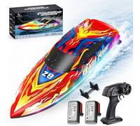 YESHIN Bateau Télécommandé 25 km/h, 2,4 GHz High-Speed RC Bateau avec LED | 2 x 1300mAH batteries, étanche et Auto-Redressable, Portée de 80 m, Convient aux Piscines et aux Lacs, pour Enfants & Adultes