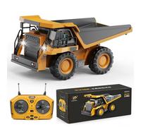YESHIN Camion-benne télécommandé, 1:20 RC pelle, jouet benne basculante 9 canaux, véhicule de chantier métallique RC, commande à distance 2.4GHz, lumière LED, camion-benne à déchargement automatique