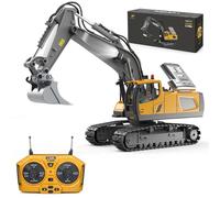 YESHIN Pelleuse télécommandée, 1:20 pelleuse RC en métal, jouet véhicule de chantier avec télécommande 2,4 GHz, rotation à 680°, lumière et son, charge USB, cadeau d'anniversaire pour enfants à partir