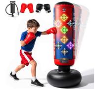 YESHIN Sac de Frappe Enfants avec Points, Lumière & Musique | Sac de Boxe Gonflable Interactif avec 5 Modes de Jeu et 2 Paires de Gants, Punching Bag pour Garçons & Filles de 6 à 12 Ans
