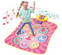 YESHIN Tapis de Danse Enfant 9 Touches avec Musique et Lumières LED, 3 Modes de Jeu, 8 Chansons & 7 Volumes, Grandes Touches Sensibles, Jeu Musical Interactif Cadeau Fille 3-12 Ans (Rose)